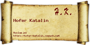 Hofer Katalin névjegykártya